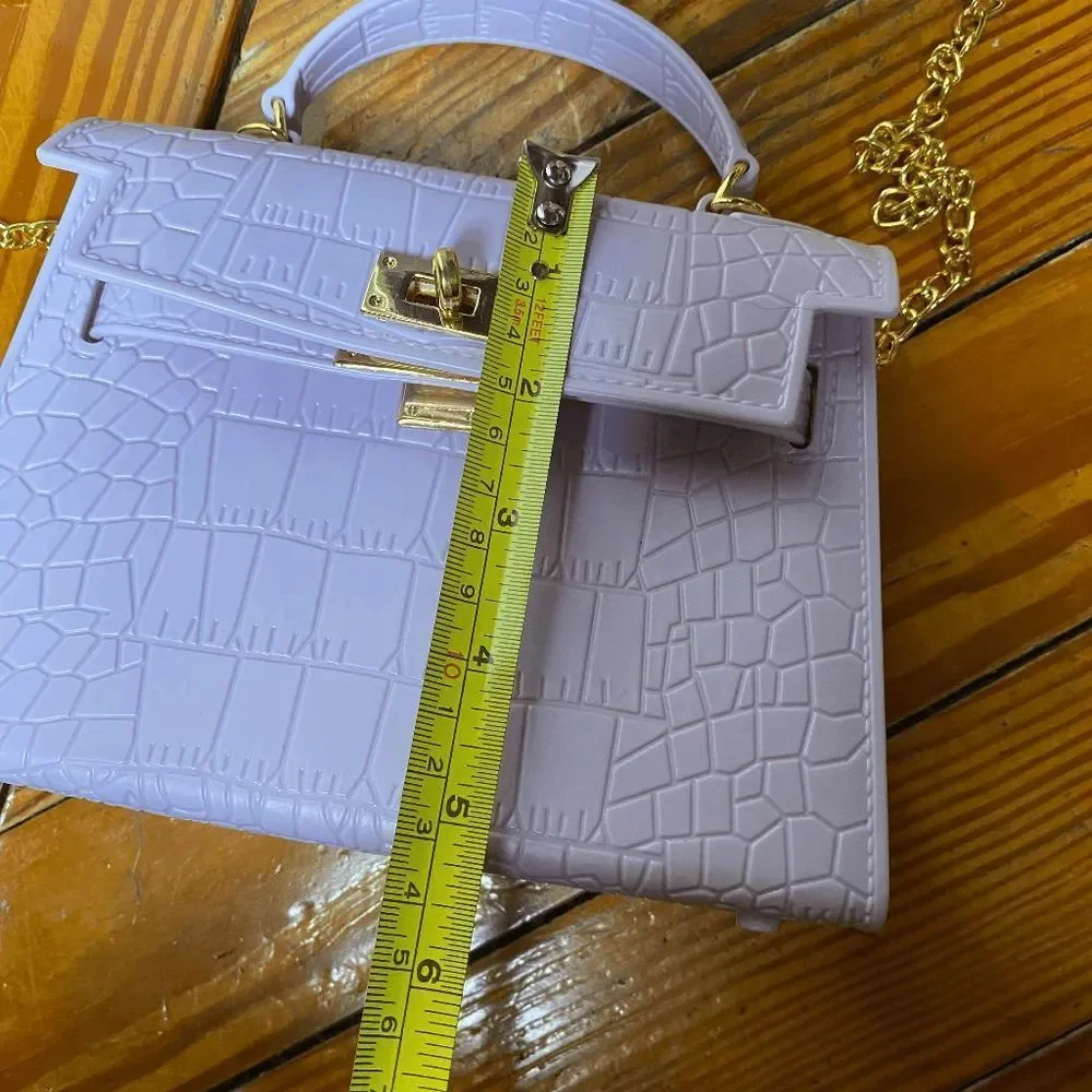 Shein Solid Color Purple Crocodile Pattern Shoulder Bag